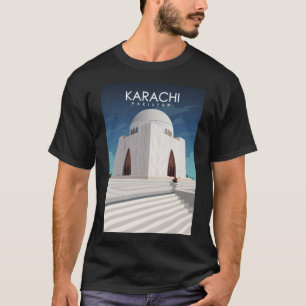 Karachi Pakistan Vintage Minimal Retro Travel Post T-Shirt