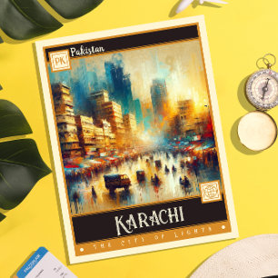 Karachi, Pakistan   Vintage Painting Postcard