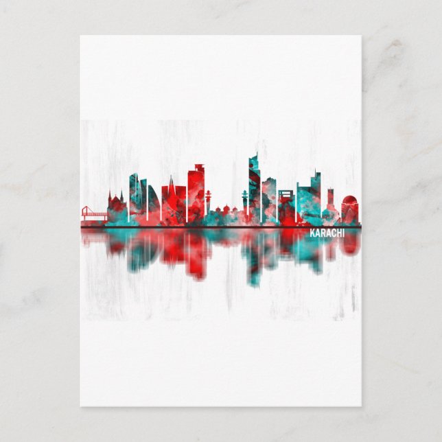 Karachi Skyline Pakistan Invitation Postcard (Front)