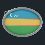 Karakalpakstan Flag Belt Buckle<br><div class="desc">Patriotic flag of Karakalpakstan.</div>