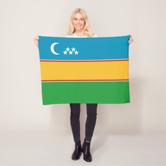 Karakalpakstan Flag Fleece Blanket (In Situ)