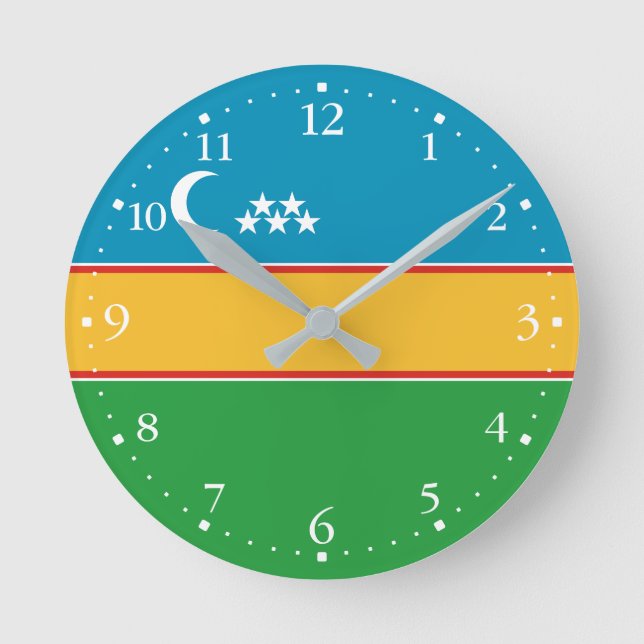 Karakalpakstan Flag Round Clock (Front)