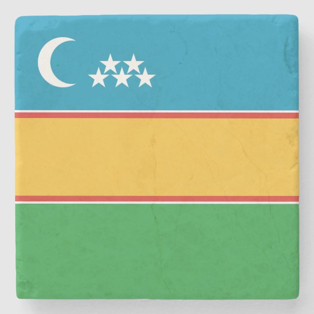 Karakalpakstan Flag Stone Coaster (Front)