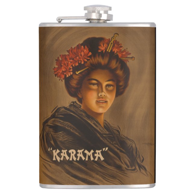 Karama: Japanese Romance Geisha Actress Hip Flask (Front)