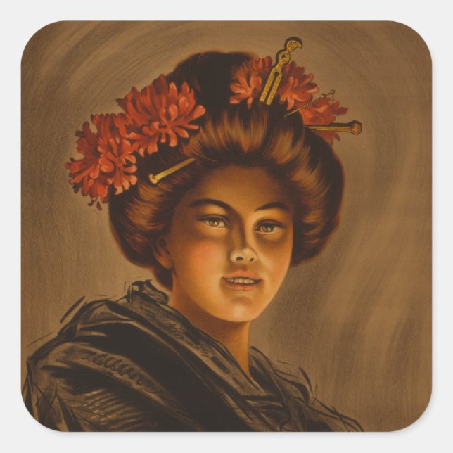 Karama: Japanese Romance Geisha Actress Square Sticker (Front)