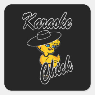 Karaoke Chick #4 Square Sticker