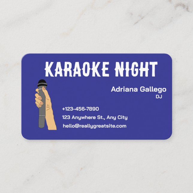 karaoke dj Business card (editable) (Front)