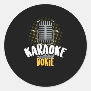 Karaoke Dokie Singing Song Microphone Mic Gift Classic Round Sticker