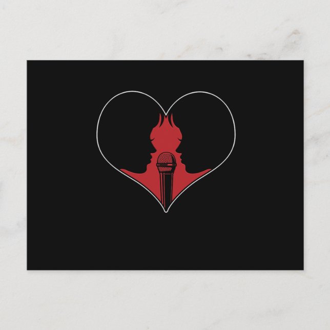 Karaoke Duet Heart Microphone Music Singing Gift Postcard (Front)