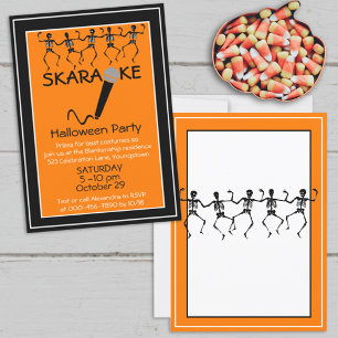 Karaoke Halloween Party Dancing Skeletons Custom Invitation