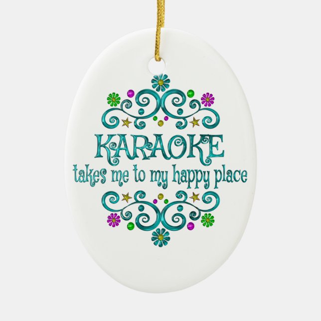 Karaoke Happy Place Ceramic Tree Decoration (Front)