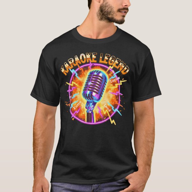 Karaoke Legend Microphone Lightning Vintage T-Shirt (Front)