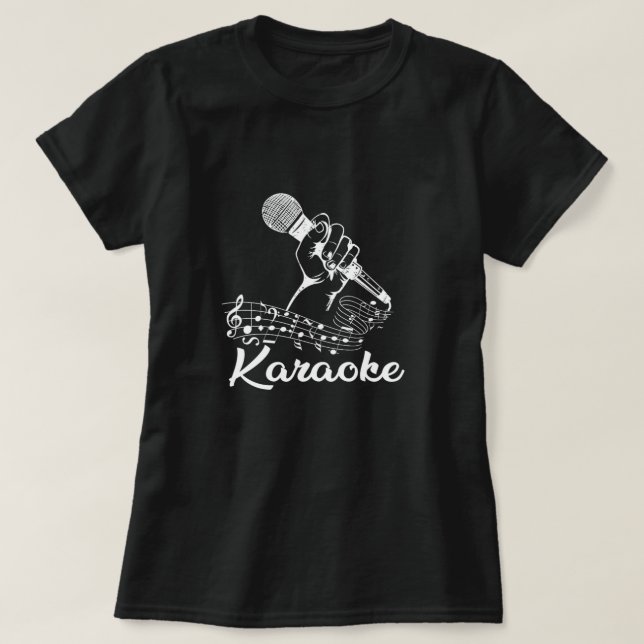 Karaoke Mic Music Notes Microphone Singing Gift T-Shirt (Design Front)