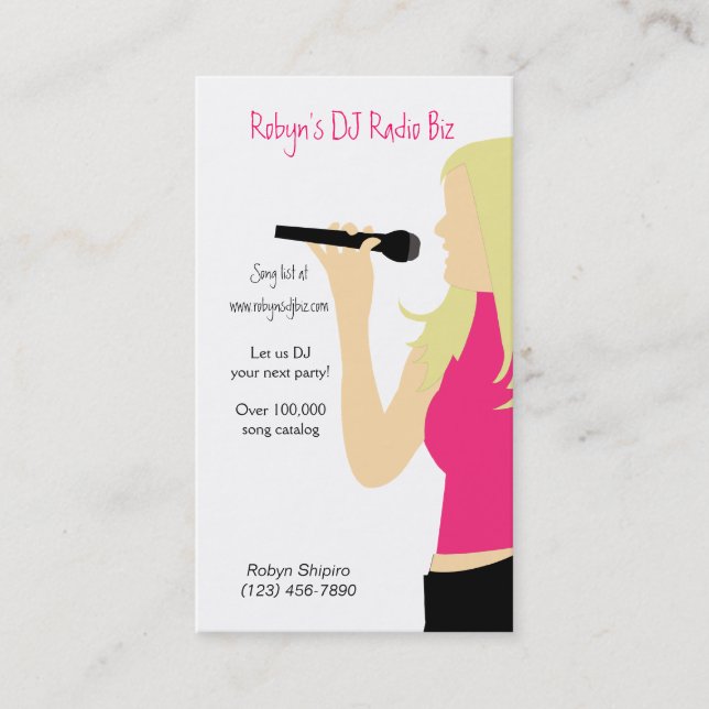 Karaoke Music DJ Service Business Card (Front)