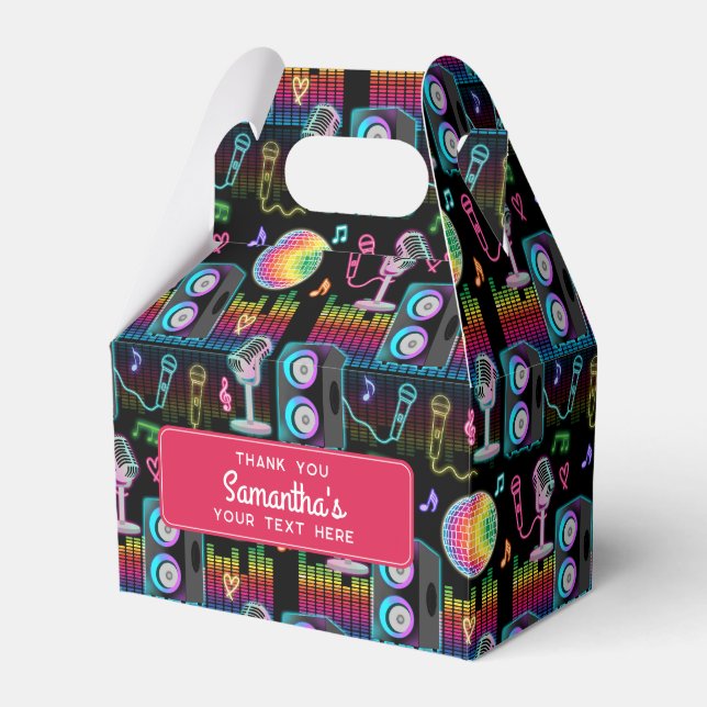 Karaoke Neon Glow Singing Music Party Favour Box (Front Side)