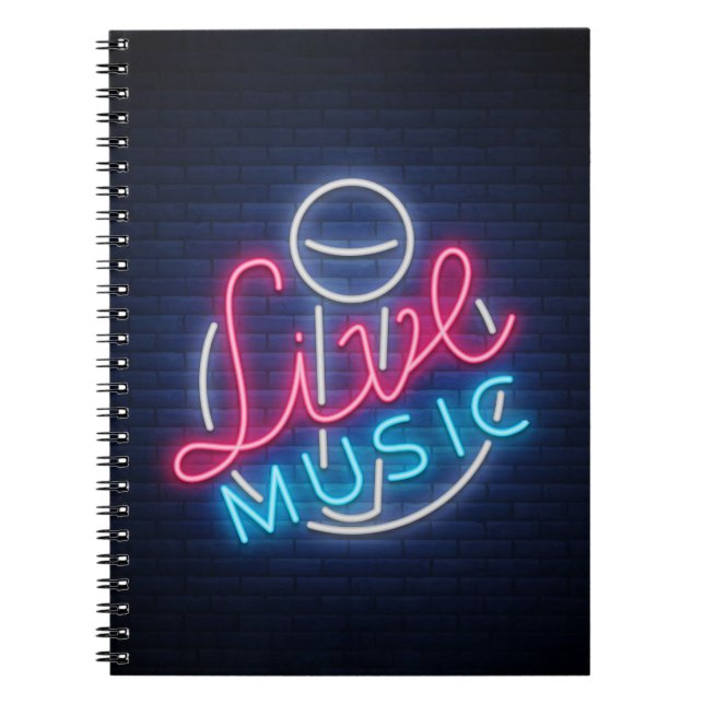 Karaoke Neon Lighting Curved Word  Art Word Text Notebook (Front)
