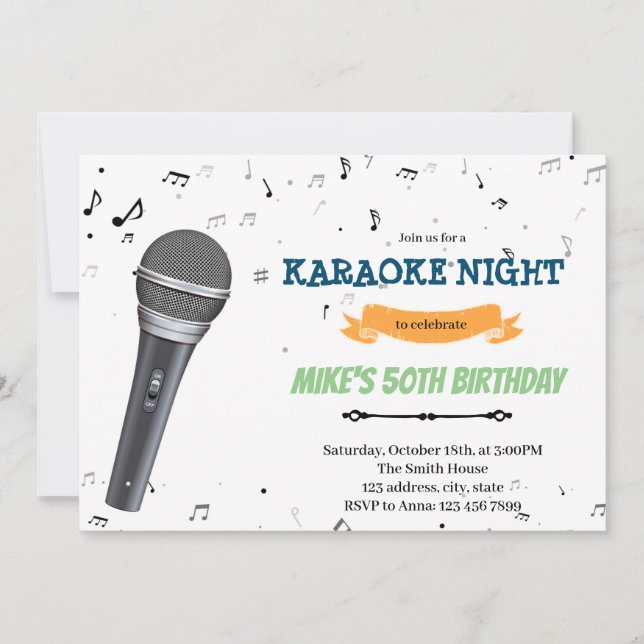 Karaoke night birthday Invitation (Front)