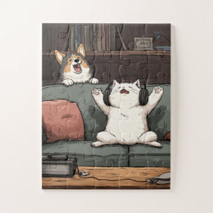 Karaoke Night – Cat & Corgi Puzzle