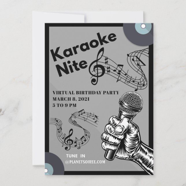 Karaoke Nite Birthday Invitation Card (Front)