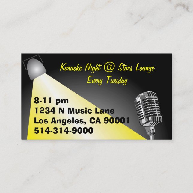 Karaoke/ Open Mic Night Business Card (Front)