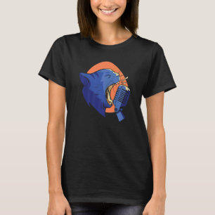 Karaoke Party Costume Singing Cat Dj Music T-Shirt
