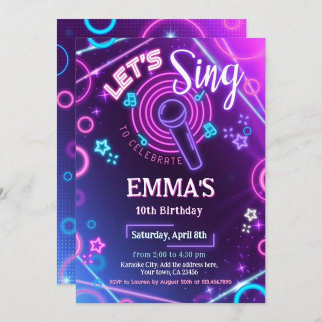 Karaoke Party Invitation (Front/Back)