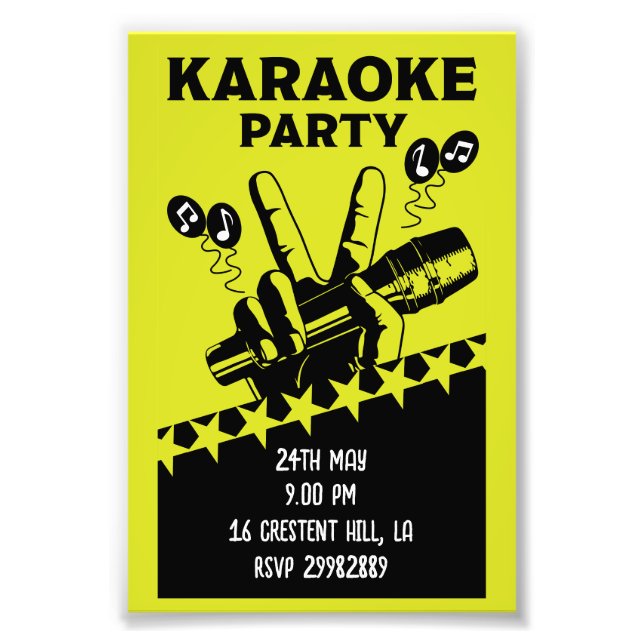 Karaoke Party Invite Photo Print (Front)
