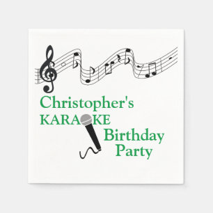 Karaoke Party Musical Scale Microphone Green Napkin