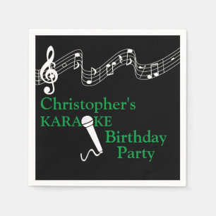 Karaoke Party Musical Scale Microphone Green Napkin