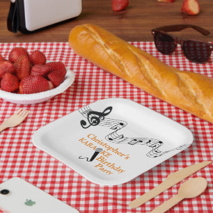 Karaoke Party Musical Scale Microphone Orange  Paper Plate