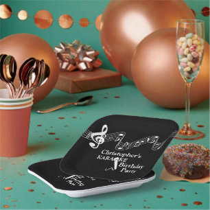 Karaoke Party Musical Scale Microphone Paper Plate