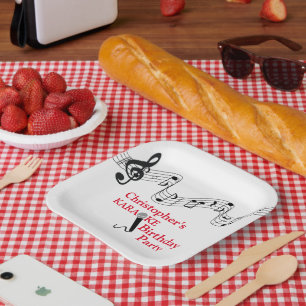 Karaoke Party Musical Scale Microphone Red  Paper Plate