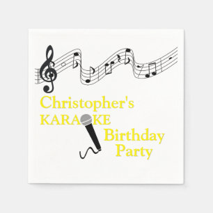 Karaoke Party Musical Scale Microphone Yellow Napkin