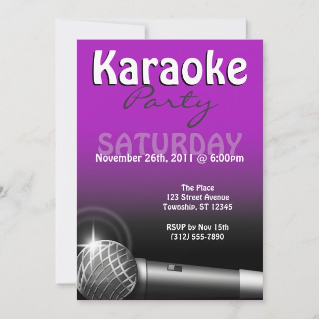 Karaoke Party Purple Invitations (Front)