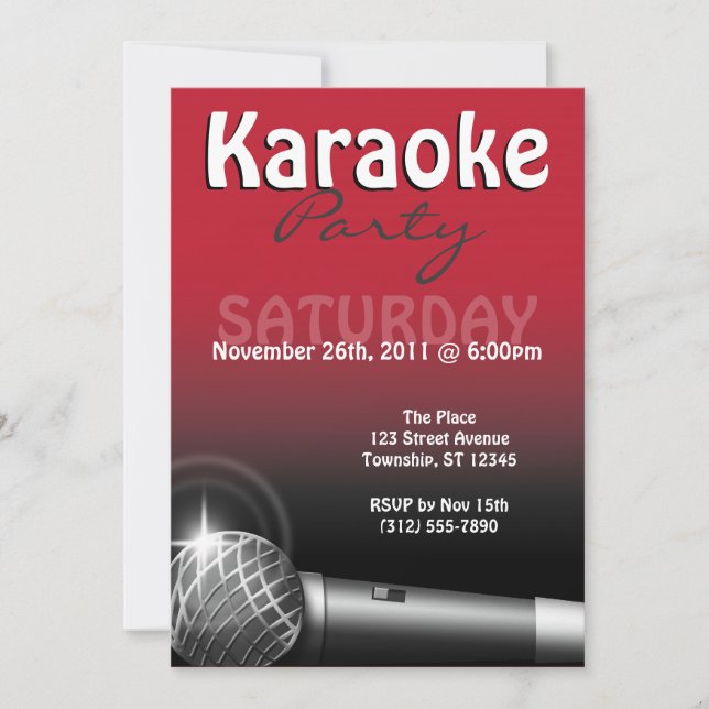 Karaoke Party Red Invitations (Front)