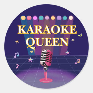 Karaoke party teens birthday classic round sticker