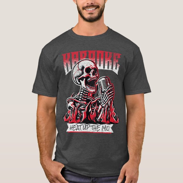 Karaoke Punk Rock Heat Up The Mic Skeleton T-Shirt (Front)