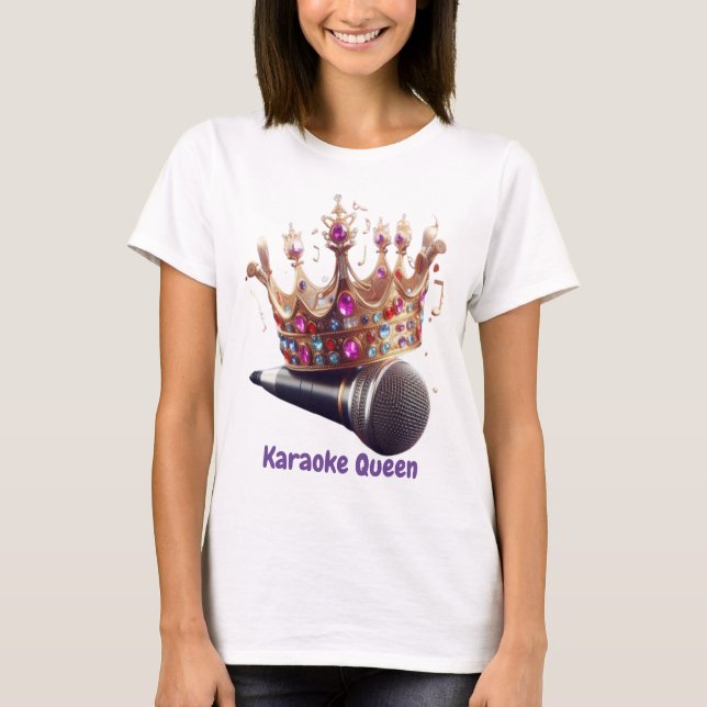 Karaoke Queen Crown and Microphone T-Shirt (Front)