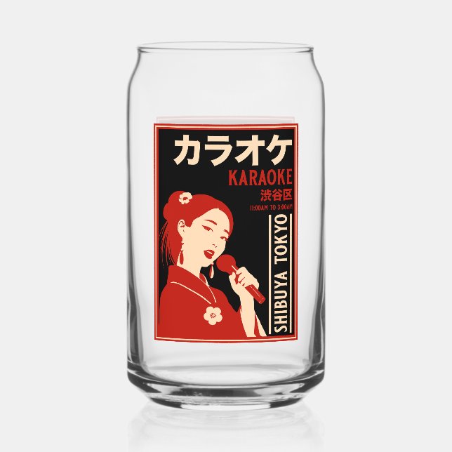 Karaoke Shibuya Tokyo Can Glass (Front)
