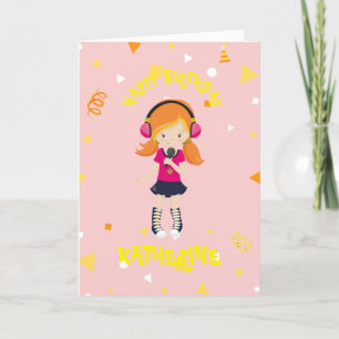 KARAOKE STAR Girl's birthday card