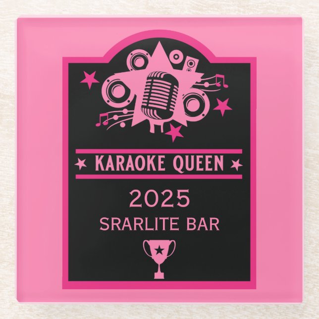 Karaoke Winner Glass Coaster (Front)
