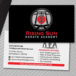 Karate Academy - Torii gate, Sun and Kanji Business Card