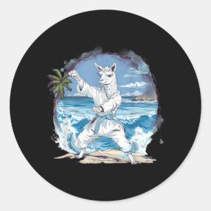 Karate Alpaca Waves Jiu-Jitsu Llama Taekwondo Classic Round Sticker