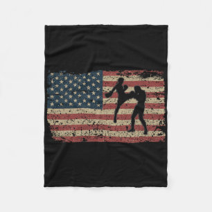 Karate America Flag Gift Proud Mma Takewando Fight Fleece Blanket