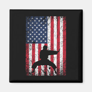 Karate American Flag 4th Of July Martial Arts For Magnet