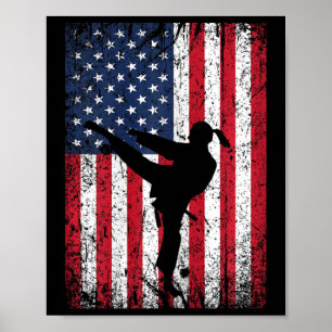 Karate American Flag 4th Of July Martial Arts Patr Poster