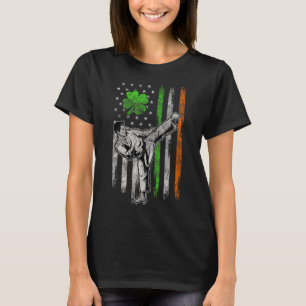 Karate American Irish Flag St Patricks Day Shamroc T-Shirt