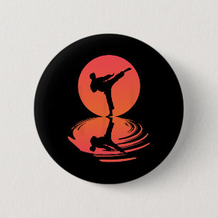 Karate And Kung Fu Silhouette Shotokan Gift Martia 6 Cm Round Badge