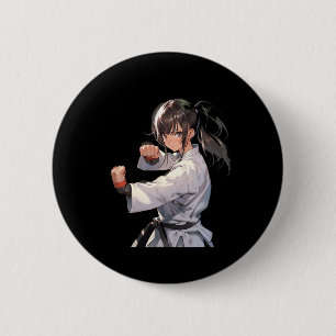 Karate Anime Girl Taekwondo Fighter Martial Arts  6 Cm Round Badge