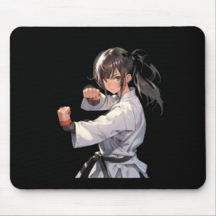 Karate Anime Girl Taekwondo Fighter Martial Arts Mouse Pad